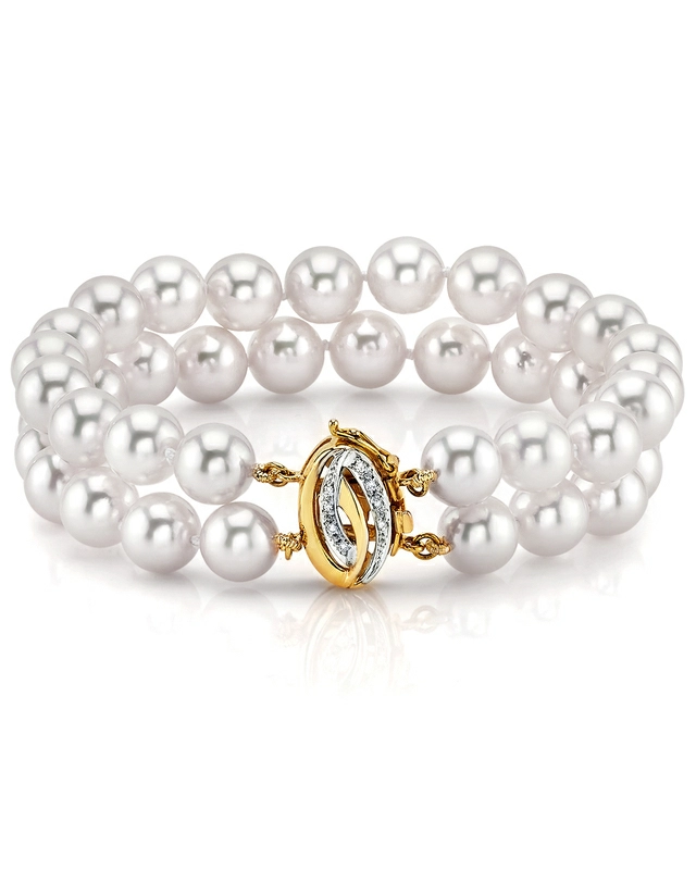 Japanese Large Akoya White Pearl Double Bracelet - Secondary Image