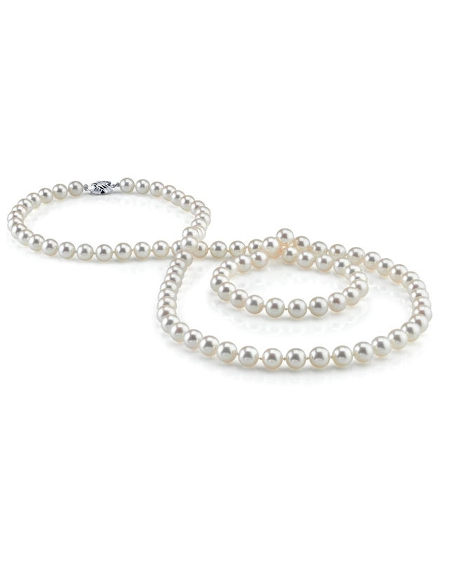 Opera Length 10.0-10.9mm Akoya White Pearl Necklace - GIA Certified
