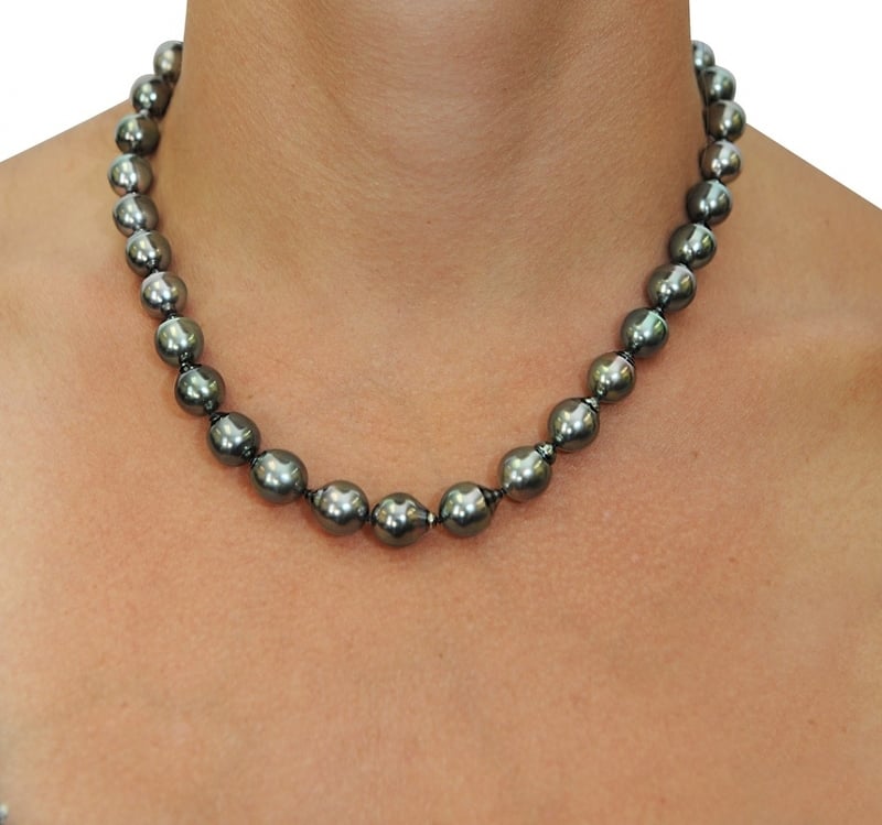 8-10mm Dark Tahitian South Sea Baroque Pearl Necklace