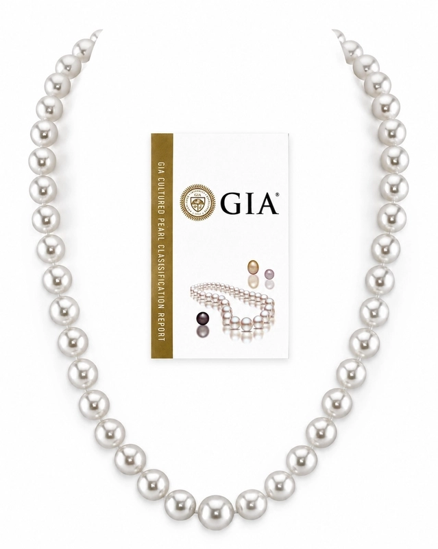 8-10mm White South Sea Pearl Necklace - GIA Certified