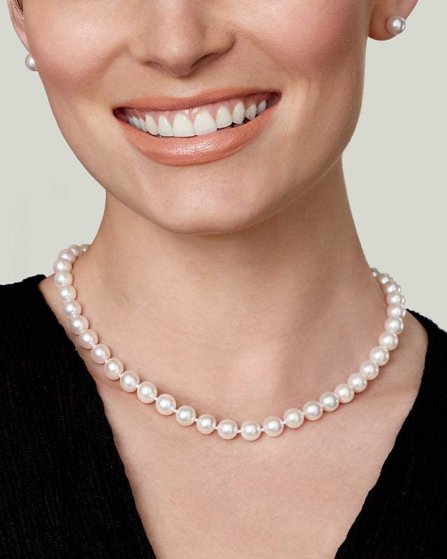 8.5-9.0mm Hanadama Akoya White Pearl Necklace