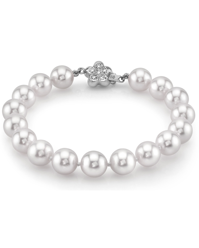 Details about  / Elegant AAA 8-9MM SOUTH SEA WHITE PEARL BRACELET 14K CLASP
