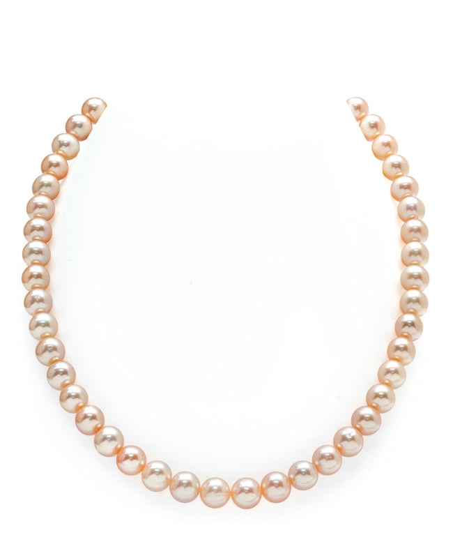 8.0-8.5mm Peach Freshwater Pearl Necklace - AAAA Quality