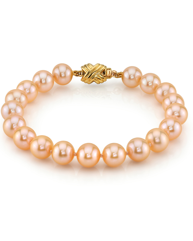 8.5-9.5mm Peach Freshwater Pearl Bracelet - AAAA Quality - Secondary Image