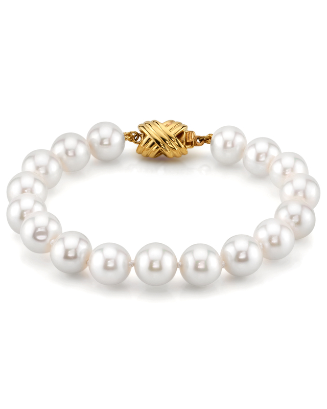 8.5-9.5mm White Freshwater Pearl Bracelet - AAAA Quality - Secondary Image
