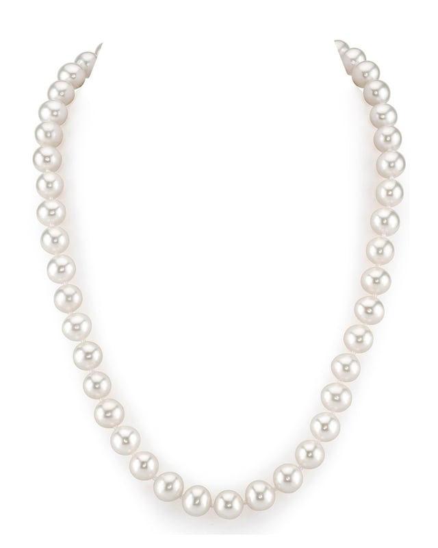 9-10mm White Freshwater Choker Length Pearl Necklace - AAAA Quality