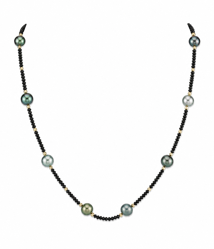 10-11mm Tahitian South Sea Multicolor Pearl & Gemstone Necklace