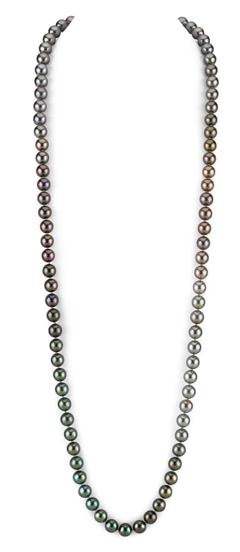 9-10mm Color Graduated Tahitian South Sea Pearl Necklace - AAAA Quality - Model Image