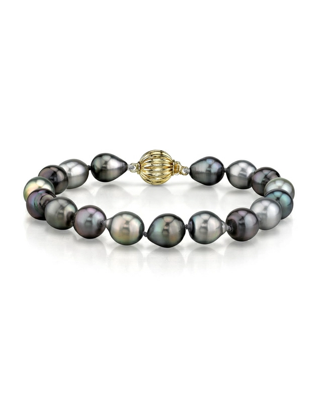 9-10mm Tahitian South Sea Multicolor Drop-Shape Pearl Bracelet - AAAA Quality - Third Image