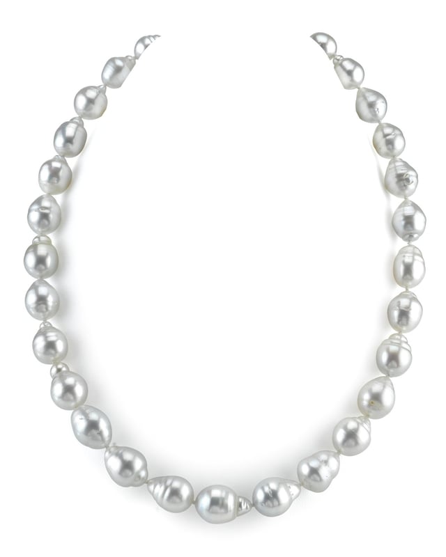 Details about   new design 9-11MM nature south sea white baroque pearl necklace 18inch 925silver