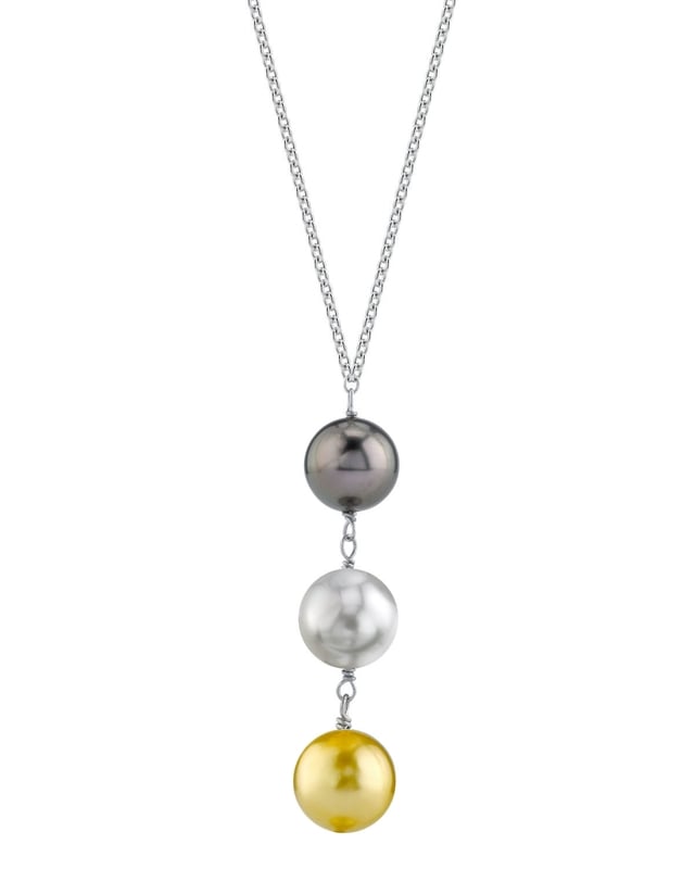 South Sea Multicolor Pearl Triple Drop Pearl Pendant