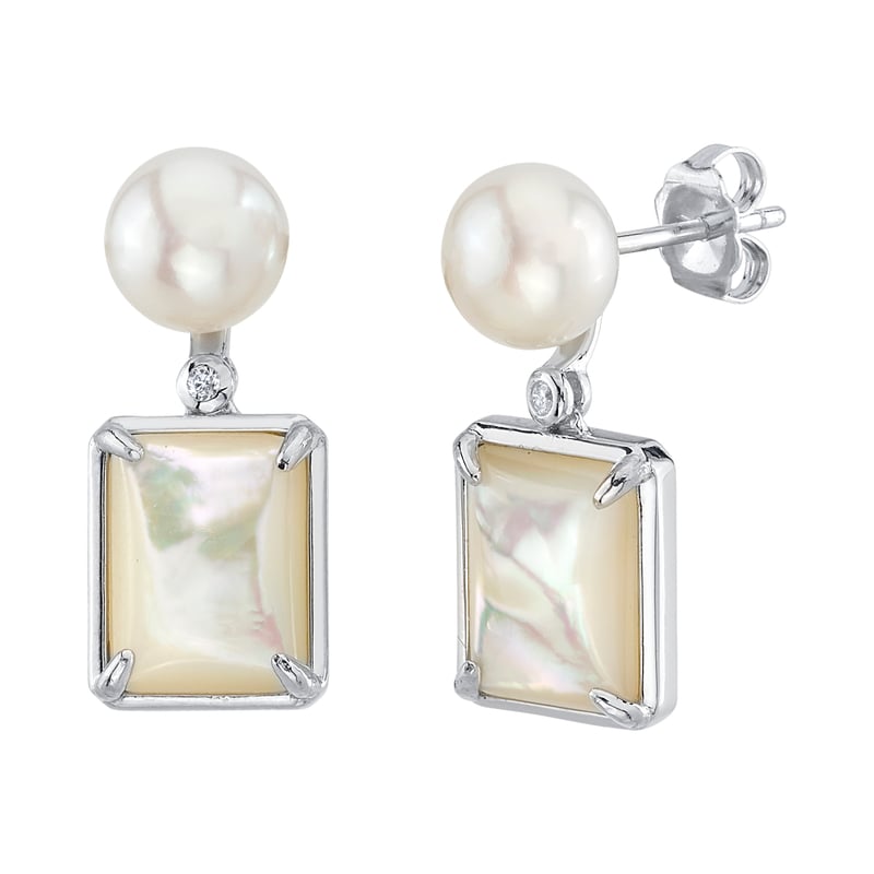 White Freshwater Pearl & Mother of Pearl Aubrey Earrings