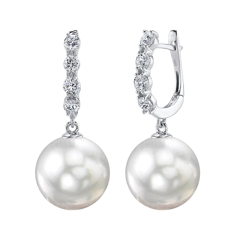White South Sea Pearl & Diamond Belle Earrings