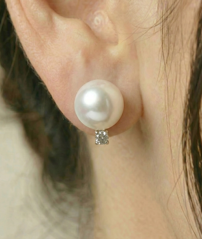 White South Sea Pearl & Diamond Sasha Earrings - Secondary Image
