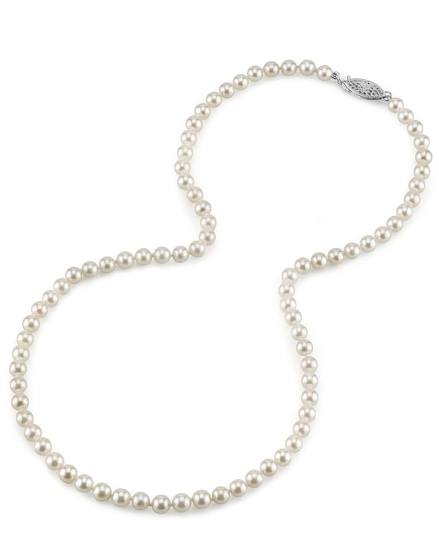 New AAA JAPANESE perfect round 5-5.5mm white akoya pearl necklace 14K gold
