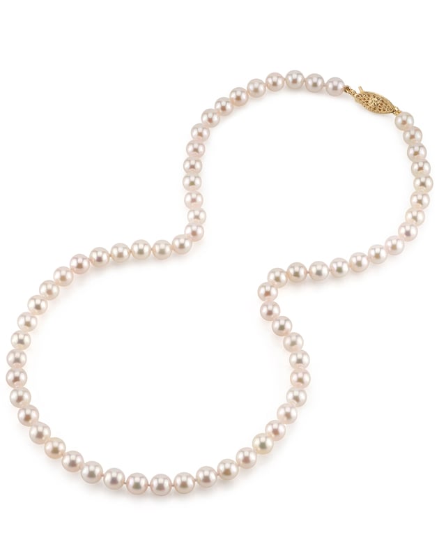 6.0-6.5mm Japanese Akoya White Pearl Necklace- AA+ Quality - Secondary Image