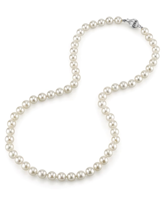 6.5-7.0mm Japanese Akoya White Choker Length Pearl Necklace- AAA Quality