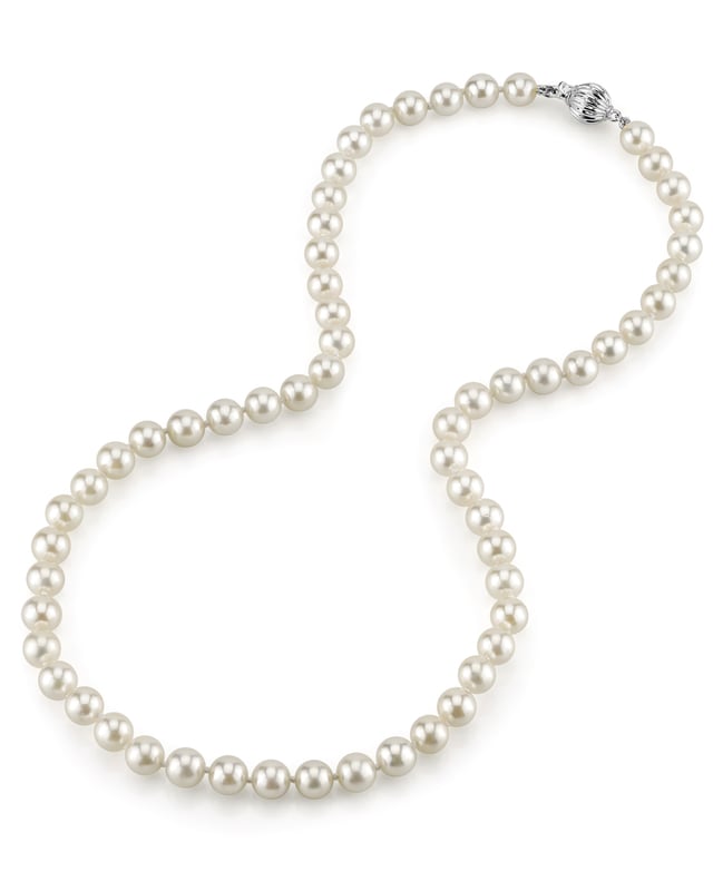 6.5-7.0mm Japanese Akoya White Choker Length Pearl Necklace- AA+ Quality