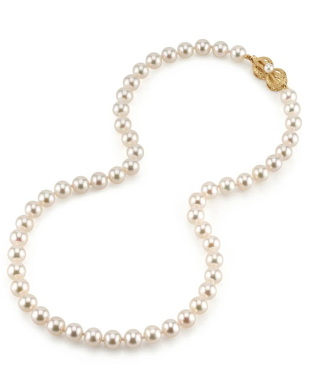 GIA Certified 7.5-8.0mm Japanese Akoya White Pearl Necklace - AAA Quality - Secondary Image