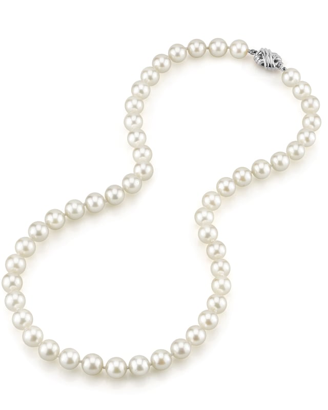 perfect Akoya  Freshwater Baroque style white 7-8mm pearl necklace 36" long