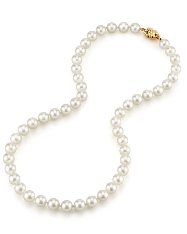 8.0-8.5mm Japanese Akoya White Pearl Necklace- AA+ Quality - Secondary Image