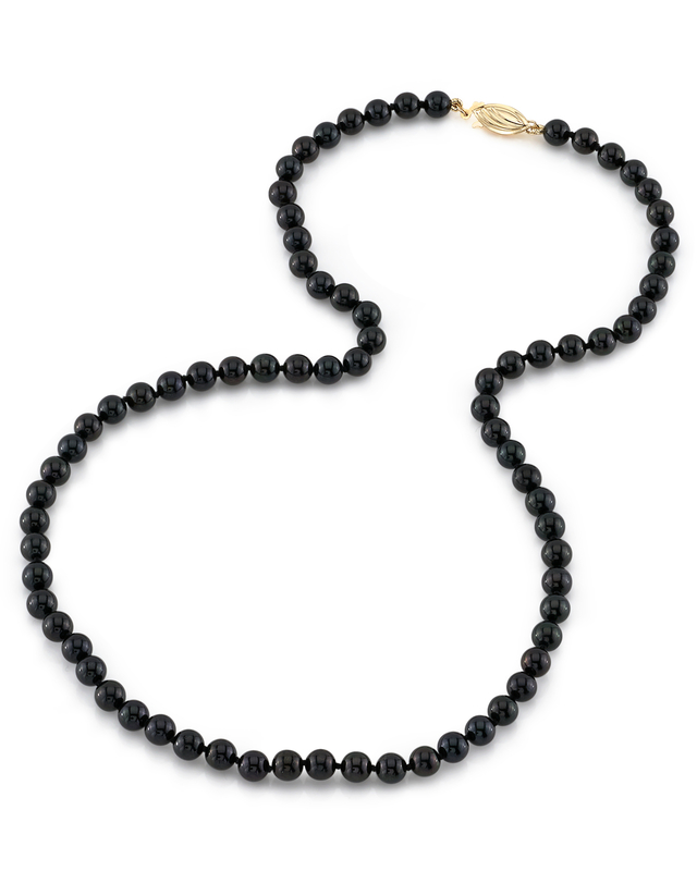 5.0-5.5mm Japanese Akoya Black Pearl Necklace - AAA Quality - Secondary Image