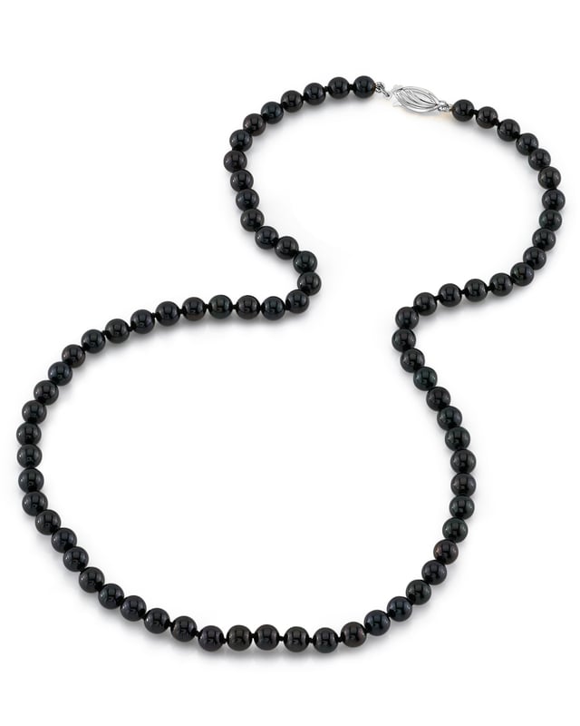 5.0-5.5mm Japanese Akoya Black Pearl Necklace - AAA Quality
