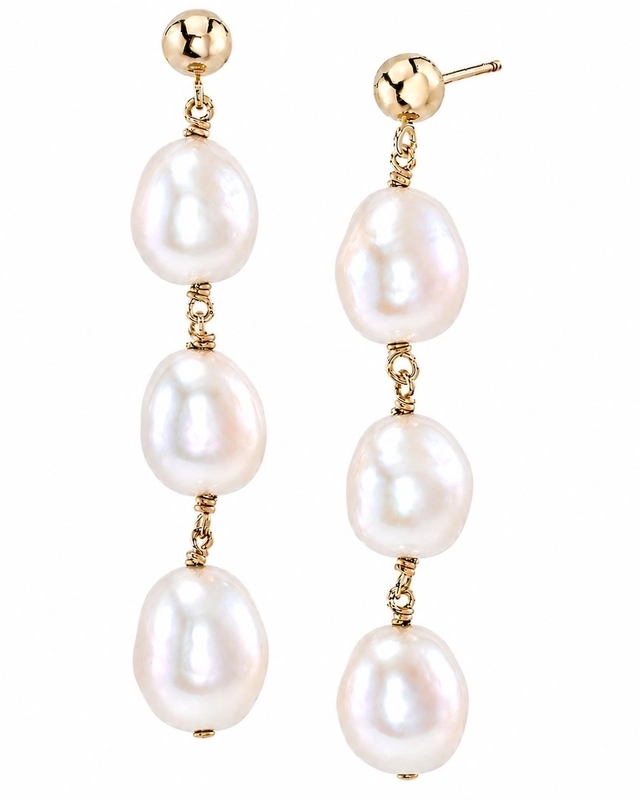 Japanese White Akoya Baroque Pearl Becca Earrings