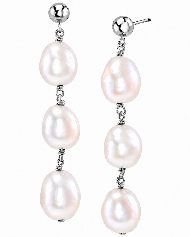 Japanese White Akoya Baroque Pearl Becca Earrings
