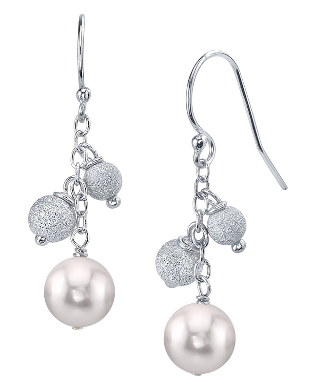 Japanese Akoya Pearl Stardust Dangle Earrings