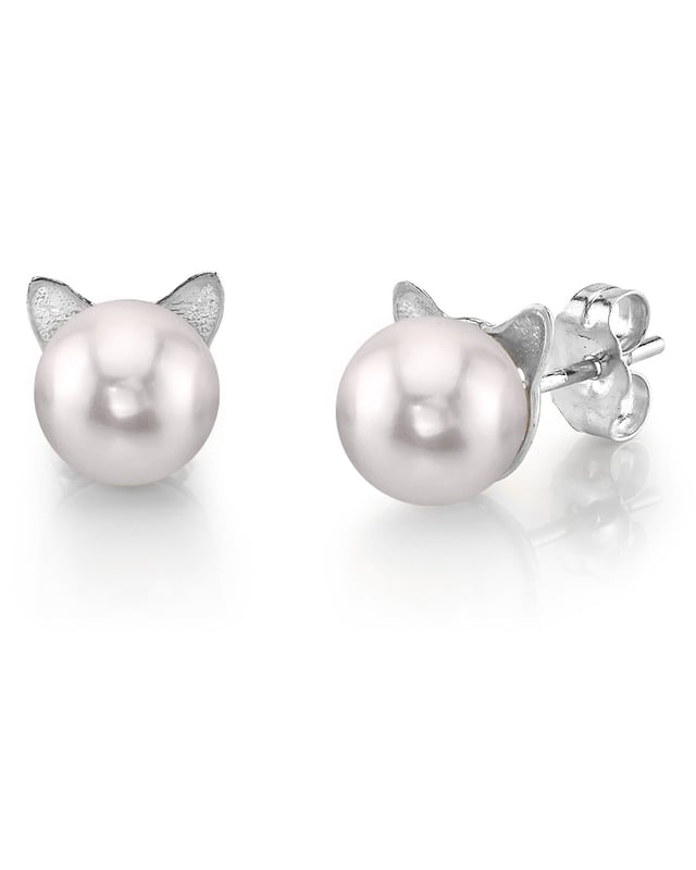 Japanese Akoya Pearl Cat Cathy Earrings