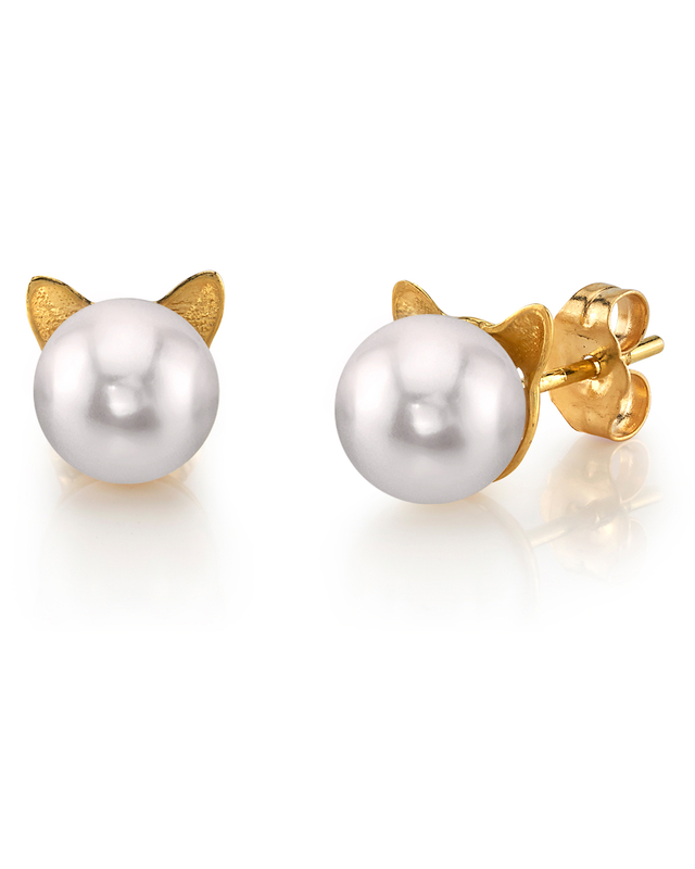 Japanese Akoya Pearl Cat Cathy Earrings - Third Image