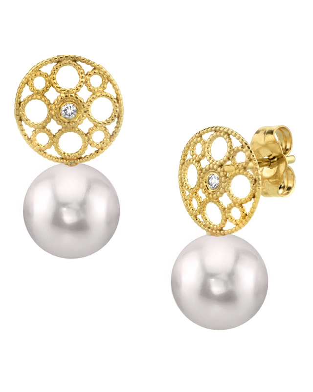 Akoya Pearl & Diamond Faye Earrings - Third Image