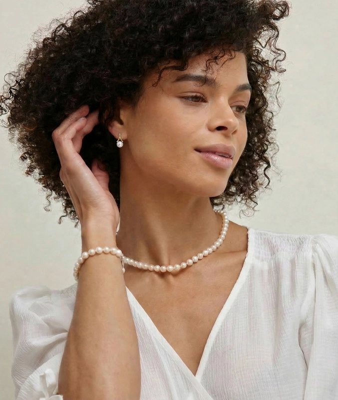 White South Sea Pearl Lindsey Earrings - Model Image