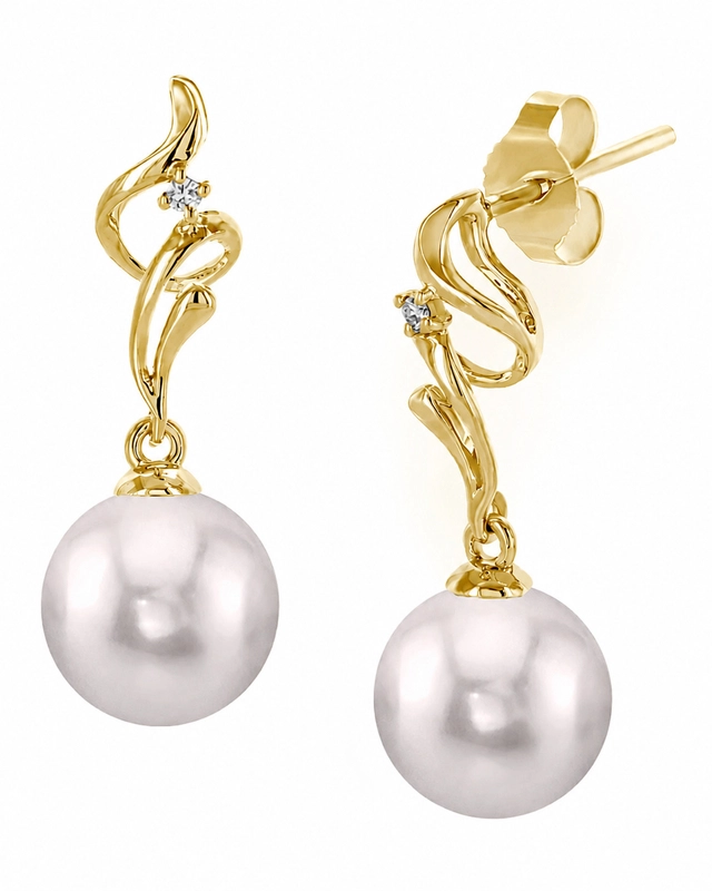White Akoya Pearl & Diamond Aria Earrings