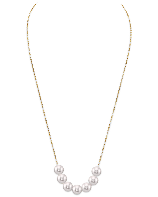 Japanese Akoya Pearl 14K Gold Tincup Celeste Necklace - Third Image