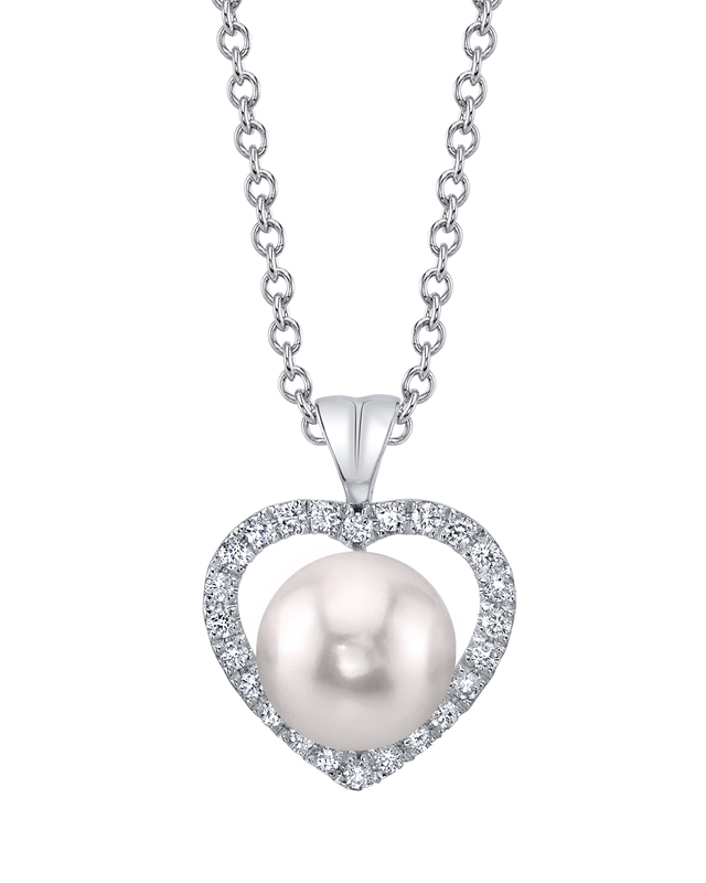 Akoya Pearl & Diamond Heart Amour Pendant