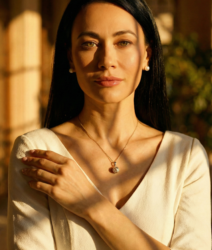 Freshwater Pearl Cora Pendant - Model Image