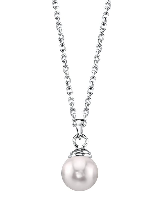 14K Gold Japanese Akoya Pearl Hope Pendant