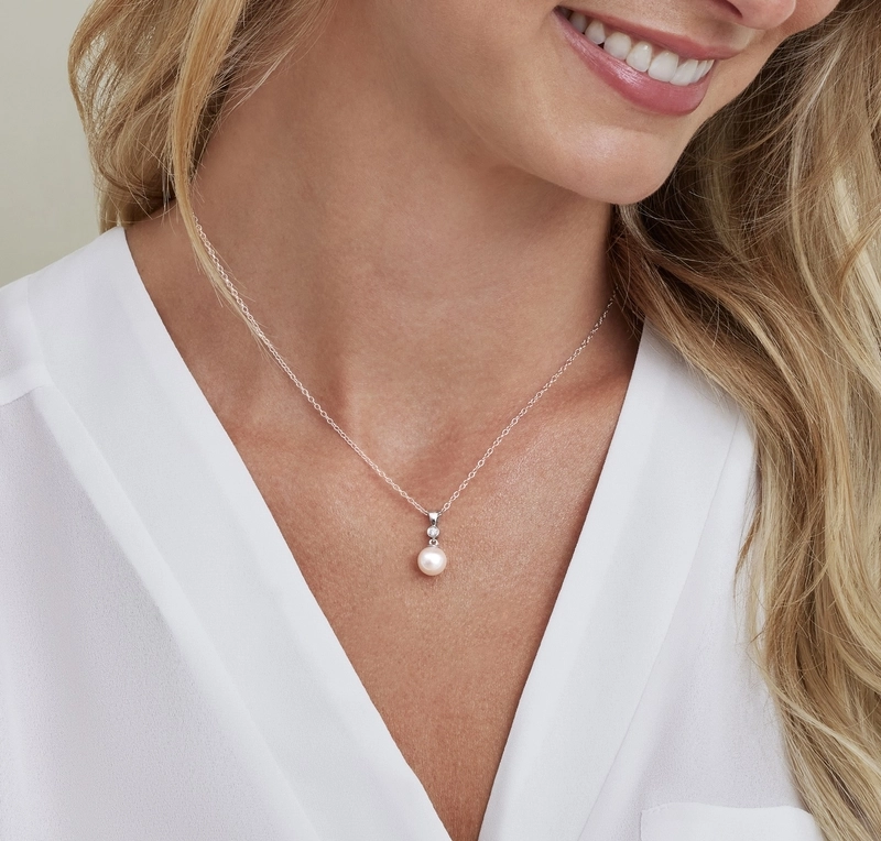 Akoya Pearl & Diamond Michelle Pendant - Model Image