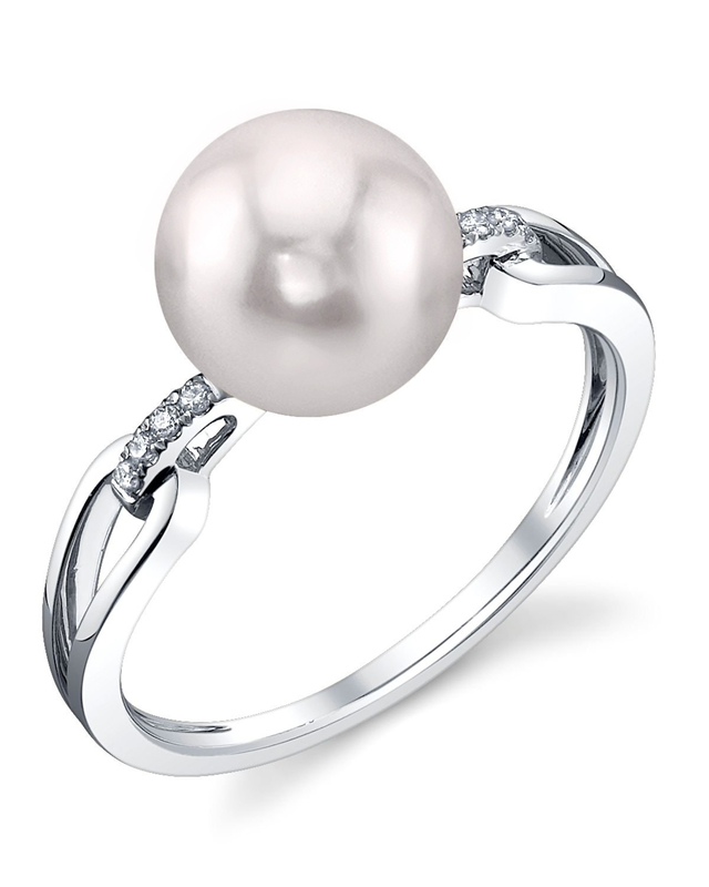 Akoya Pearl & Diamond Holly Ring