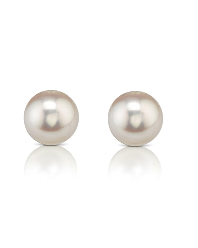 7.5-8.0mm Certified Hanadama Akoya Round Pearl Stud Earrings