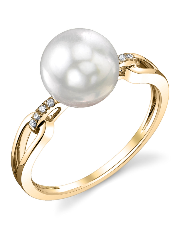 South Sea Pearl & Diamond Holly Ring - Model Image