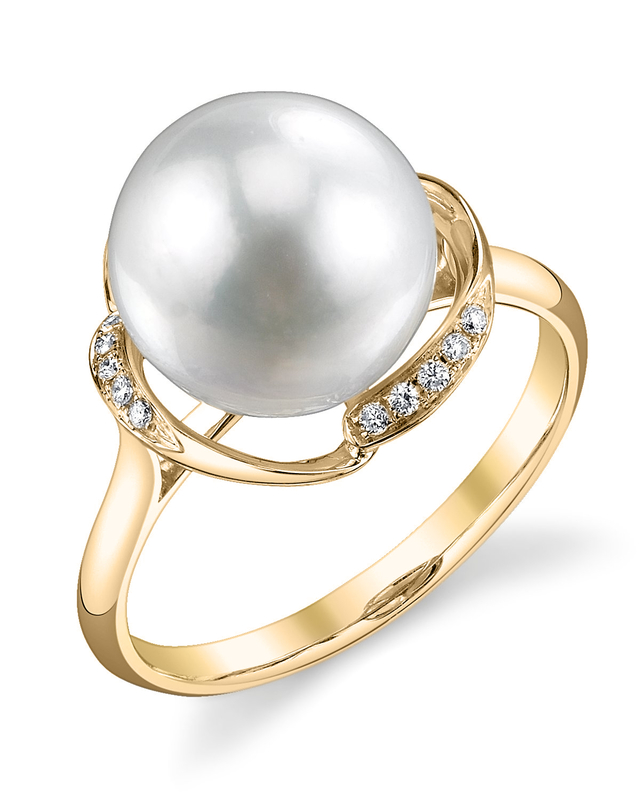 White South Sea Pearl & Diamond Ruby Ring - Model Image