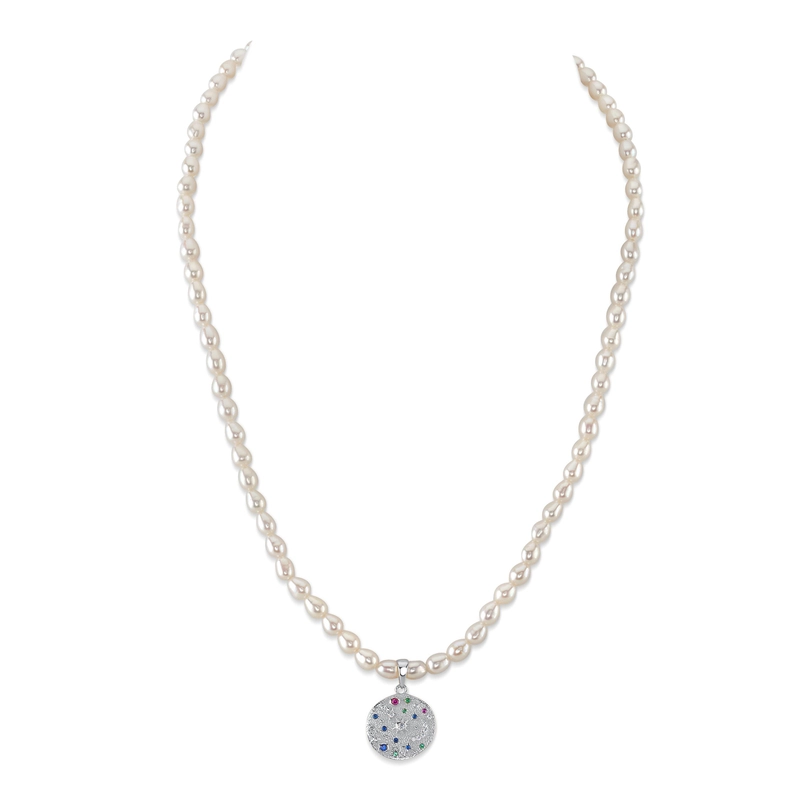Natural White Freshwater Pearl Pendant Necklace – 12-13mm Baroque Pearl, 18" Silver Chain