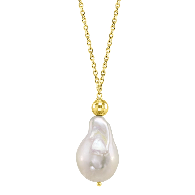 15mm White Freshwater Baroque Pearl Solitaire Designer Pendant