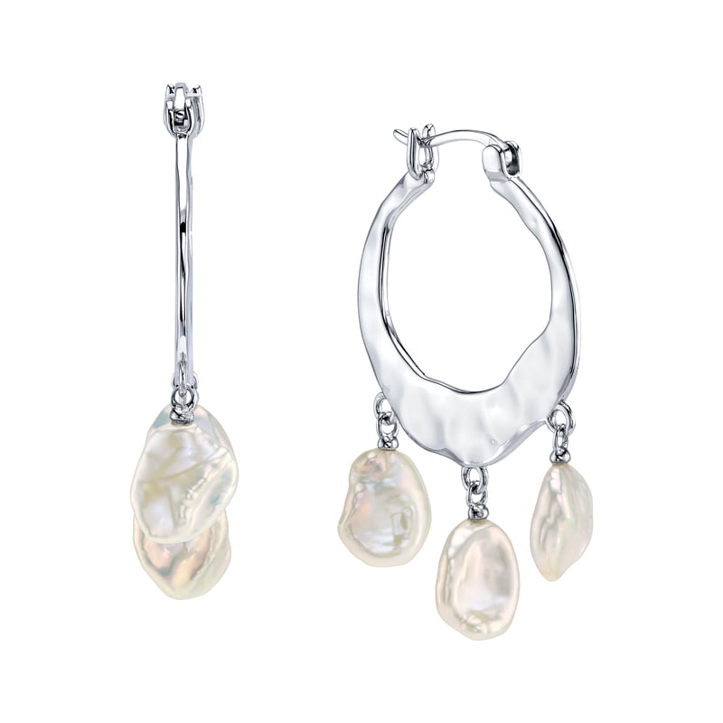 White Freshwater Baroque Pearl Amara Earrings