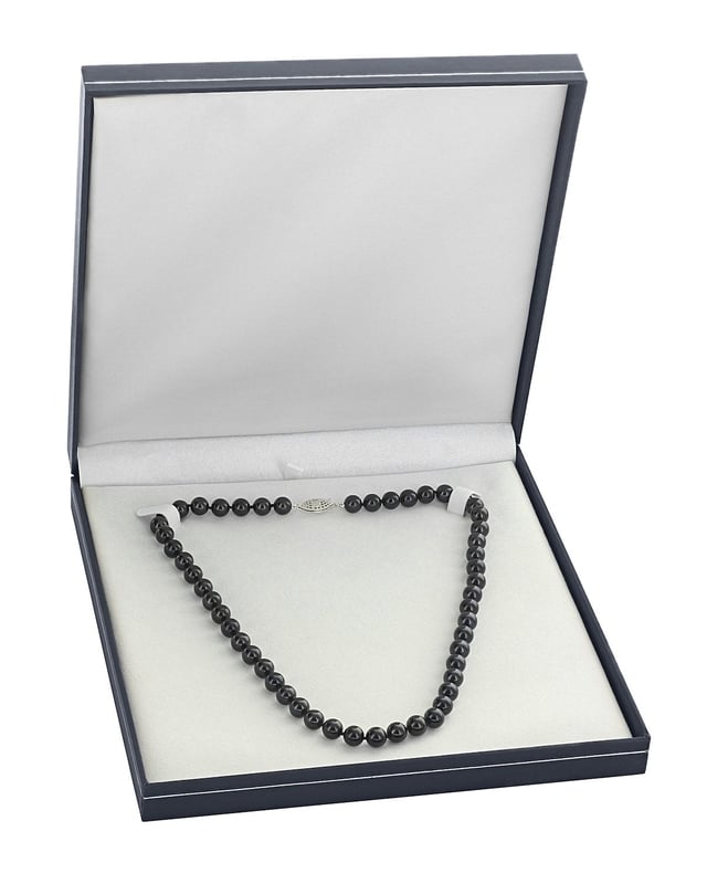 5.0-5.5mm Japanese Akoya Black Choker Length Pearl Necklace- AA+ Quality - Secondary Image