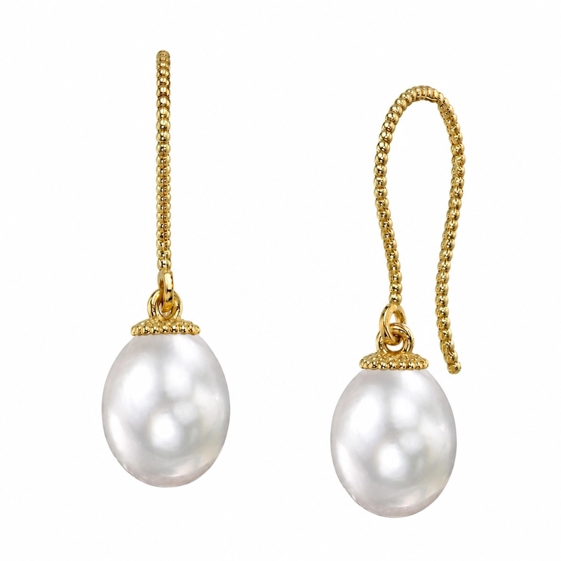 14K White South Sea Drop Pearl Cindy Earrings