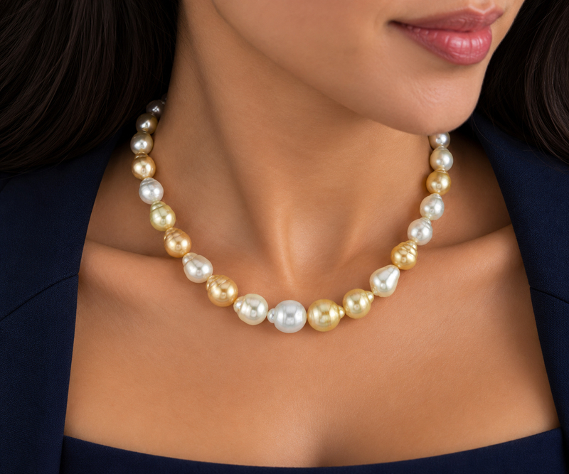 9-11mm South Sea Multicolor Baroque Pearl Necklace